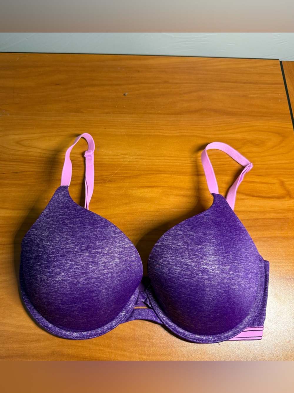 Victorias Secret Perfect Shape Bra Purple Space Dye Pink Trim Coquette 32DD